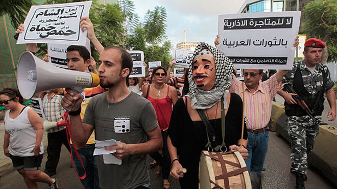 Lebanese Syria protesters AP